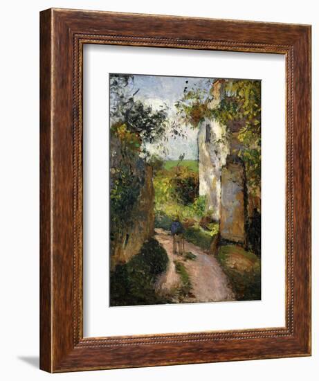 Peasant on an alley by a House, Pontoise-Camille Pissarro-Framed Giclee Print