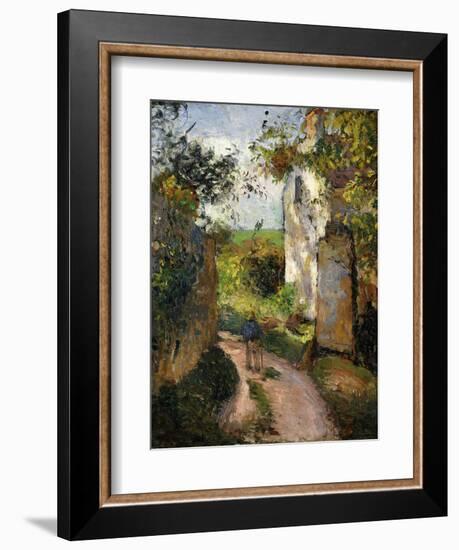Peasant on an alley by a House, Pontoise-Camille Pissarro-Framed Giclee Print