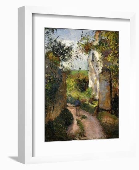 Peasant on an alley by a House, Pontoise-Camille Pissarro-Framed Giclee Print