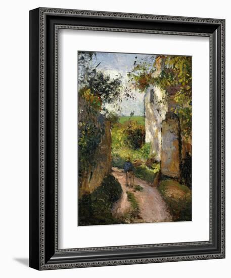 Peasant on an alley by a House, Pontoise-Camille Pissarro-Framed Giclee Print