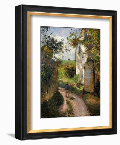 Peasant on an alley by a House, Pontoise-Camille Pissarro-Framed Giclee Print