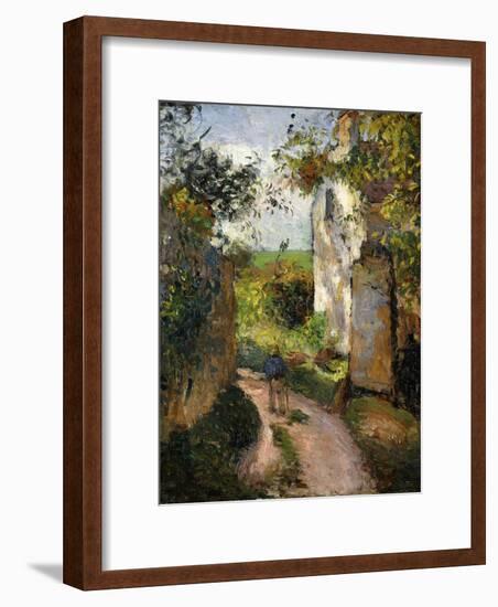 Peasant on an alley by a House, Pontoise-Camille Pissarro-Framed Giclee Print