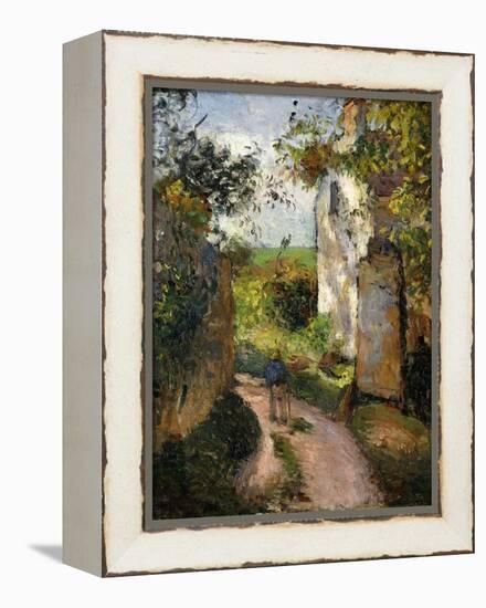 Peasant on an alley by a House, Pontoise-Camille Pissarro-Framed Premier Image Canvas