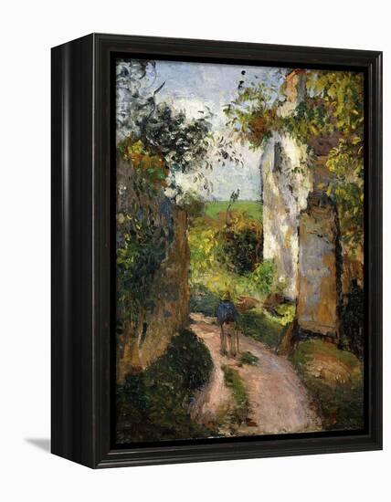 Peasant on an alley by a House, Pontoise-Camille Pissarro-Framed Premier Image Canvas