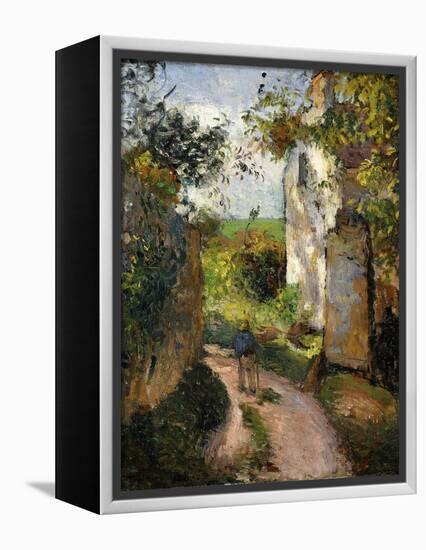 Peasant on an alley by a House, Pontoise-Camille Pissarro-Framed Premier Image Canvas