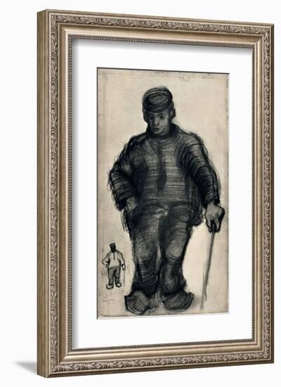 Peasant Walking-Vincent van Gogh-Framed Art Print