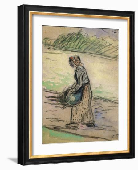 Peasant with Firewood; Paysanne Aux Fagots-Camille Pissarro-Framed Giclee Print