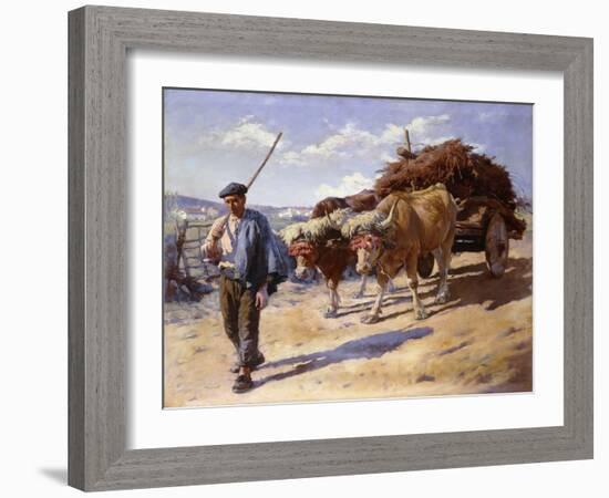 Peasant with His Bullock Cart, Ascain, 1899 (Oil on Canvas)-Stanhope Alexander Forbes-Framed Giclee Print
