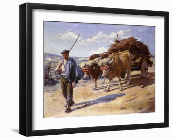 Peasant with His Bullock Cart, Ascain, 1899 (Oil on Canvas)-Stanhope Alexander Forbes-Framed Giclee Print