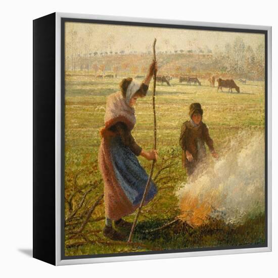 Peasant Woman Burning Branches-Camille Pissarro-Framed Premier Image Canvas
