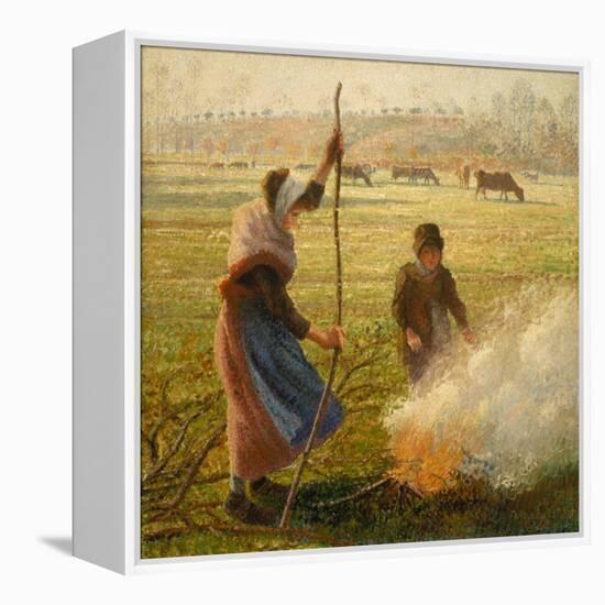 Peasant Woman Burning Branches-Camille Pissarro-Framed Premier Image Canvas