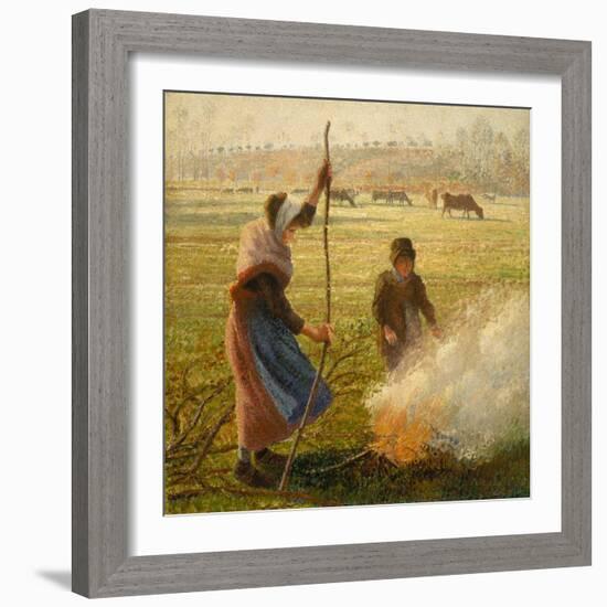 Peasant Woman Burning Branches-Camille Pissarro-Framed Giclee Print