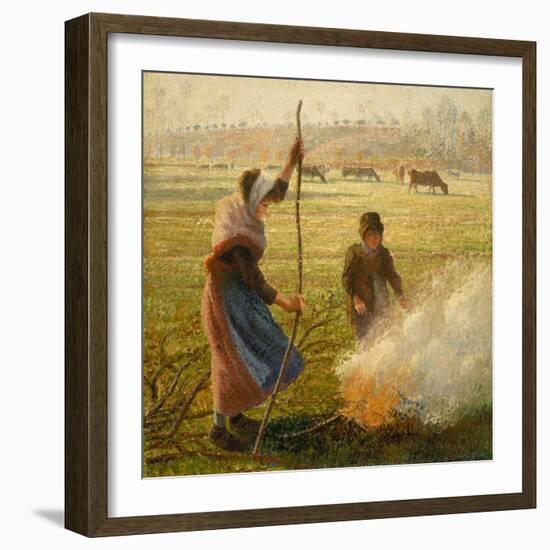 Peasant Woman Burning Branches-Camille Pissarro-Framed Giclee Print