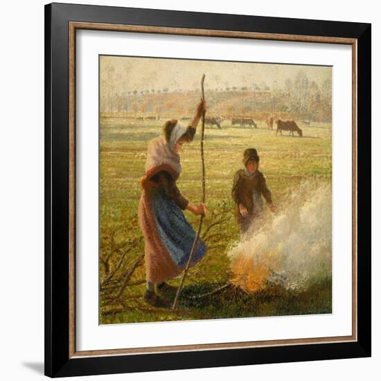 Peasant Woman Burning Branches-Camille Pissarro-Framed Giclee Print