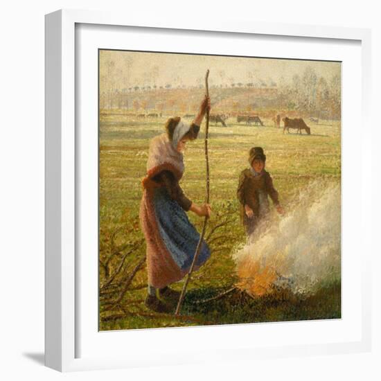 Peasant Woman Burning Branches-Camille Pissarro-Framed Giclee Print