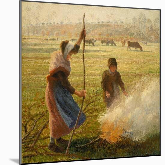 Peasant Woman Burning Branches-Camille Pissarro-Mounted Giclee Print