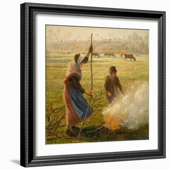 Peasant Woman Burning Branches-Camille Pissarro-Framed Giclee Print