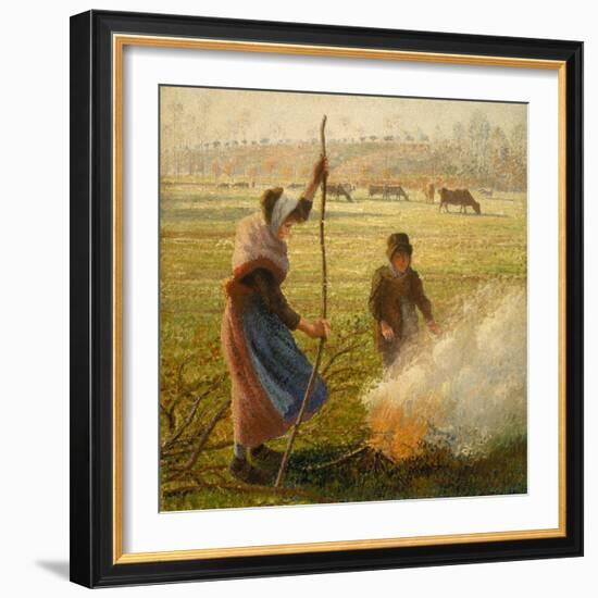 Peasant Woman Burning Branches-Camille Pissarro-Framed Giclee Print