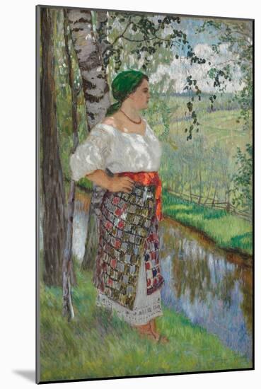 Peasant Woman by a Brook, 1912 (Oil on Canvas)-Nikolai Petrovich Bogdanov-Belsky-Mounted Giclee Print