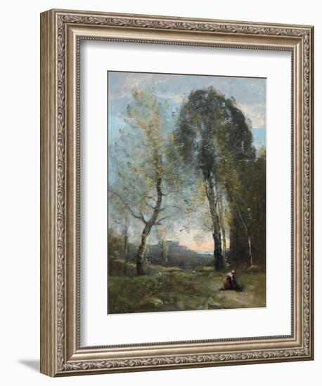 Peasant Woman Collecting Wood, Italy, C. 1870-2-Jean-Baptiste-Camille Corot-Framed Giclee Print
