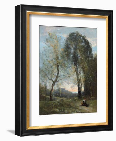 Peasant Woman Collecting Wood, Italy, C. 1870-2-Jean-Baptiste-Camille Corot-Framed Giclee Print