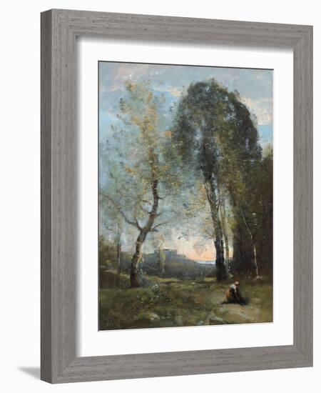 Peasant Woman Collecting Wood, Italy, C. 1870-2-Jean-Baptiste-Camille Corot-Framed Giclee Print