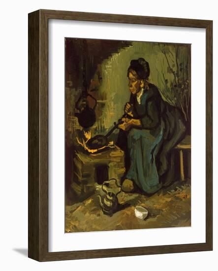 Peasant Woman Cooking by a Fireplace, 1885-Vincent van Gogh-Framed Giclee Print