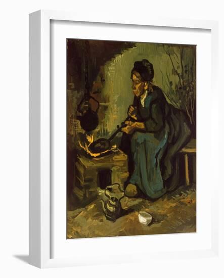 Peasant Woman Cooking by a Fireplace, 1885-Vincent van Gogh-Framed Giclee Print