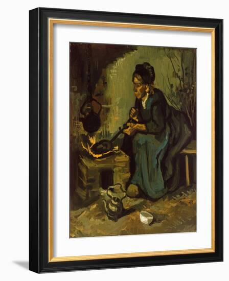 Peasant Woman Cooking by a Fireplace, 1885-Vincent van Gogh-Framed Giclee Print