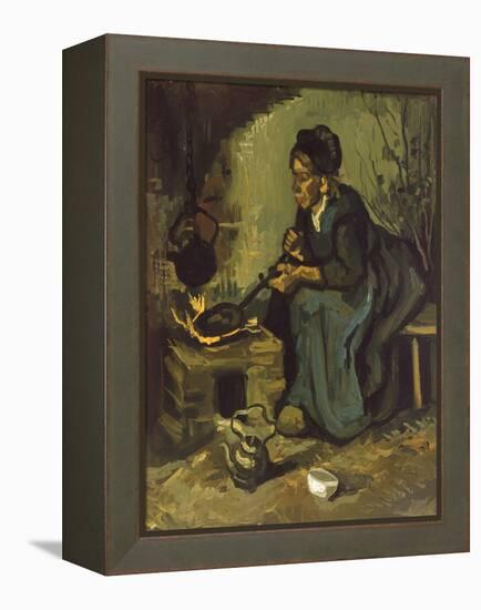 Peasant Woman Cooking by a Fireplace-Vincent van Gogh-Framed Premier Image Canvas