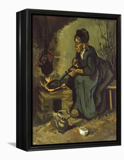 Peasant Woman Cooking by a Fireplace-Vincent van Gogh-Framed Premier Image Canvas