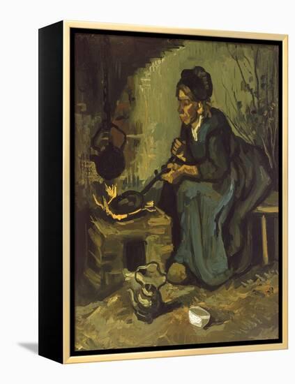 Peasant Woman Cooking by a Fireplace-Vincent van Gogh-Framed Premier Image Canvas