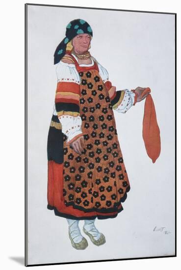 Peasant Woman, Costume Design for the Vaudeville Old Moscow at the Théâtre Femina in Paris, 1922-Léon Bakst-Mounted Giclee Print