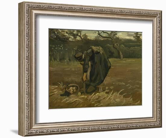 Peasant Woman, Harvesting Potatoes, 1885-Vincent van Gogh-Framed Giclee Print