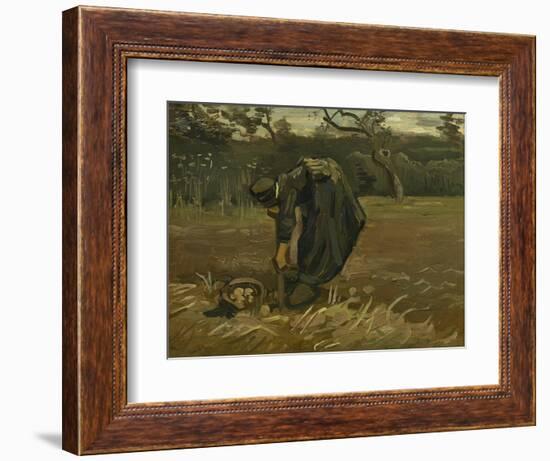 Peasant Woman, Harvesting Potatoes, 1885-Vincent van Gogh-Framed Giclee Print