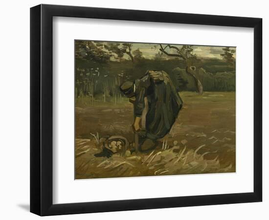 Peasant Woman, Harvesting Potatoes, 1885-Vincent van Gogh-Framed Giclee Print