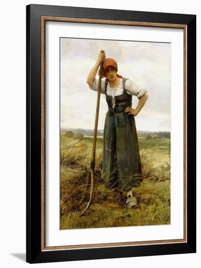 Peasant Woman Leaning on a Pitchfork-Julien Dupre-Framed Giclee Print