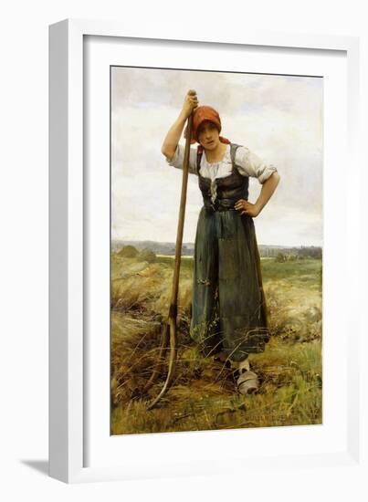 Peasant Woman Leaning on a Pitchfork-Julien Dupre-Framed Giclee Print