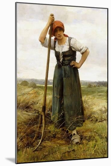 Peasant Woman Leaning on a Pitchfork-Julien Dupre-Mounted Giclee Print