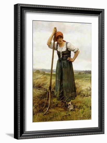 Peasant Woman Leaning on a Pitchfork-Julien Dupre-Framed Giclee Print