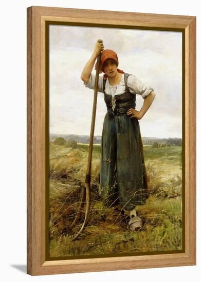 Peasant Woman Leaning on a Pitchfork-Julien Dupre-Framed Premier Image Canvas