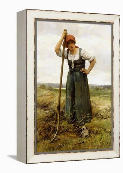 Peasant Woman Leaning on a Pitchfork-Julien Dupre-Framed Premier Image Canvas