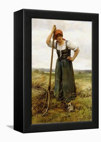 Peasant Woman Leaning on a Pitchfork-Julien Dupre-Framed Premier Image Canvas