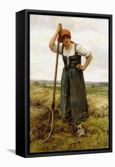 Peasant Woman Leaning on a Pitchfork-Julien Dupre-Framed Premier Image Canvas