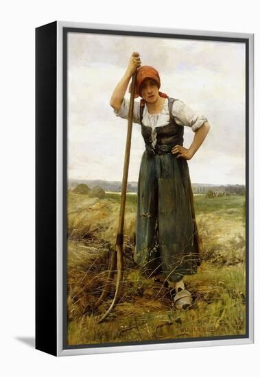 Peasant Woman Leaning on a Pitchfork-Julien Dupre-Framed Premier Image Canvas