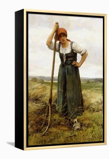 Peasant Woman Leaning on a Pitchfork-Julien Dupre-Framed Premier Image Canvas