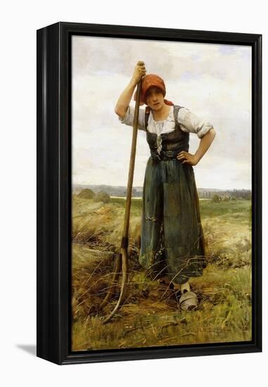 Peasant Woman Leaning on a Pitchfork-Julien Dupré-Framed Premier Image Canvas