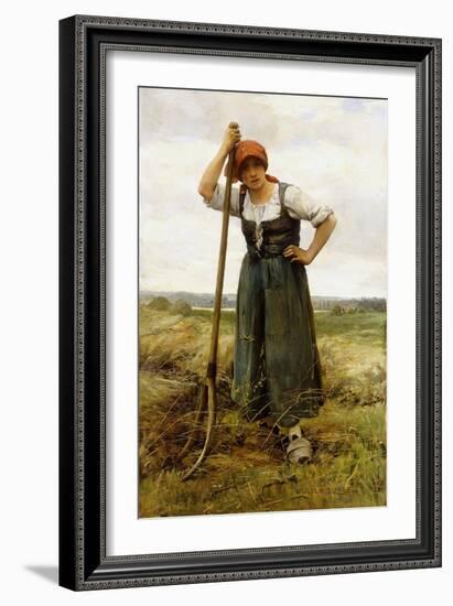 Peasant Woman Leaning on a Pitchfork-Julien Dupré-Framed Giclee Print