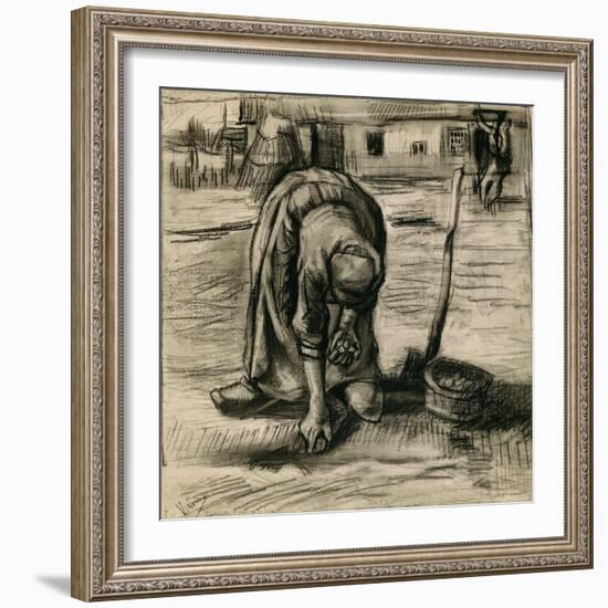 Peasant Woman Planting Potatoes-Vincent van Gogh-Framed Giclee Print