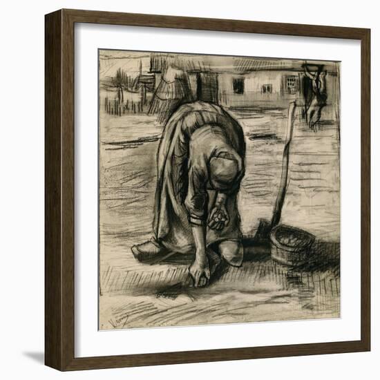 Peasant Woman Planting Potatoes-Vincent van Gogh-Framed Giclee Print